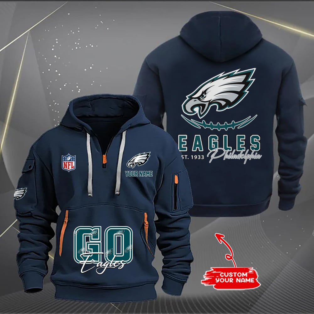 Philadelphia Eagles  New Personalized Quarter Zip Hoodie Limited Edition AZBTQZH000158