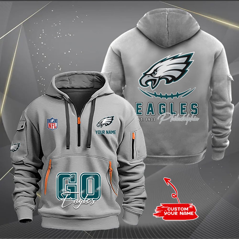 Philadelphia Eagles  New Personalized Quarter Zip Hoodie Limited Edition AZBTQZH000158