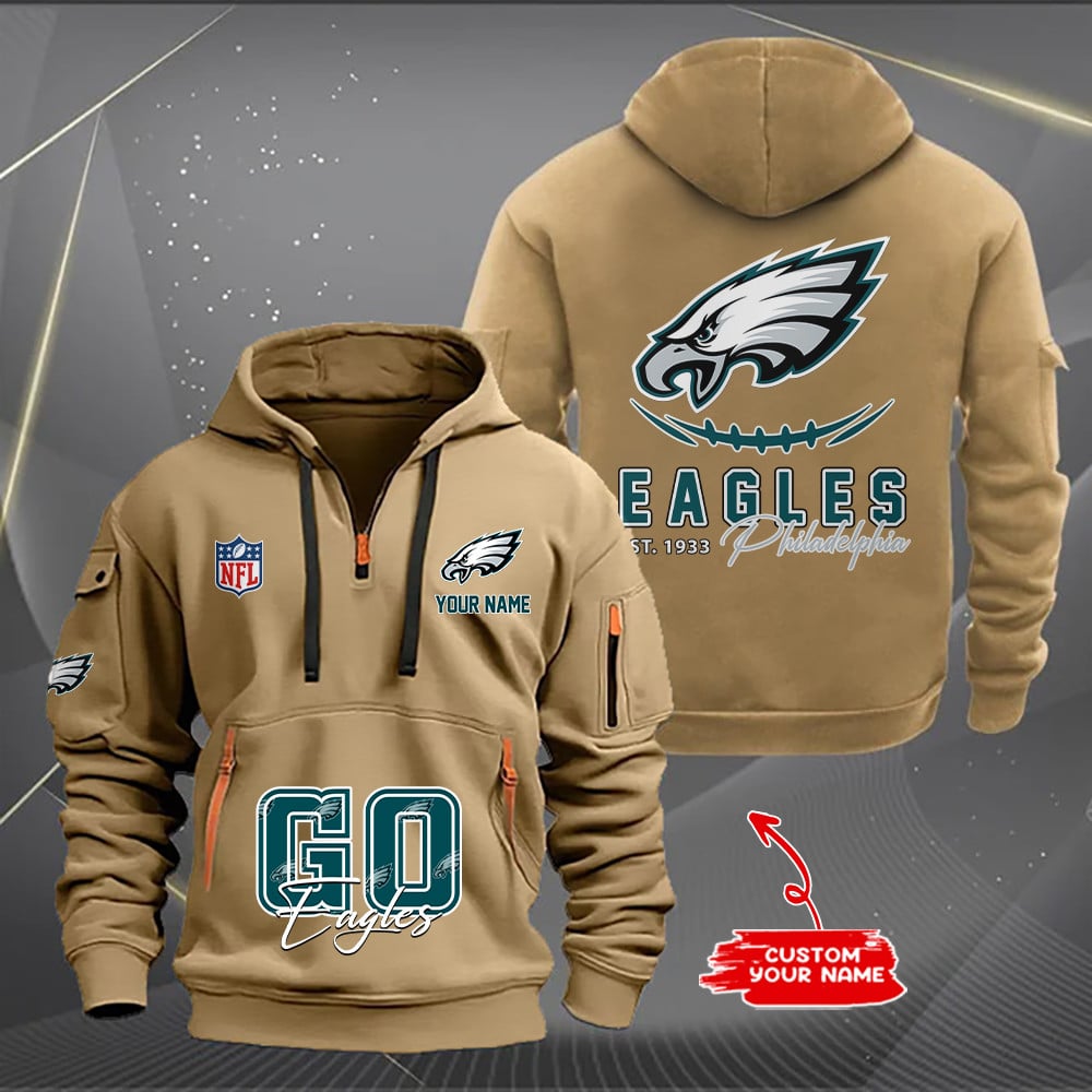 Philadelphia Eagles  New Personalized Quarter Zip Hoodie Limited Edition AZBTQZH000158