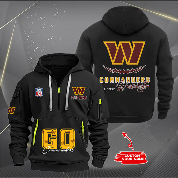 Washington Commanders  New Personalized Quarter Zip Hoodie Limited Edition AZBTQZH000156