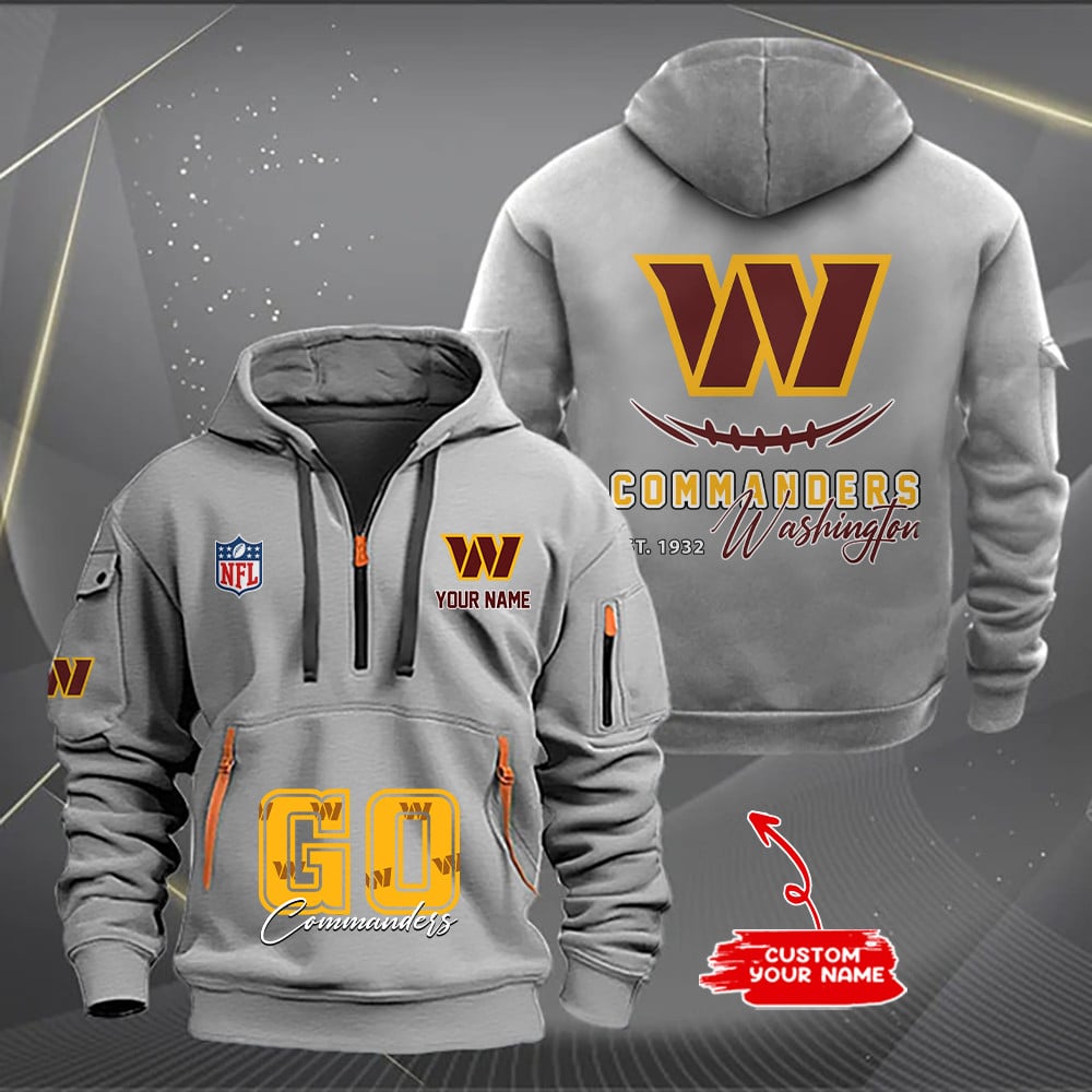 Washington Commanders  New Personalized Quarter Zip Hoodie Limited Edition AZBTQZH000156