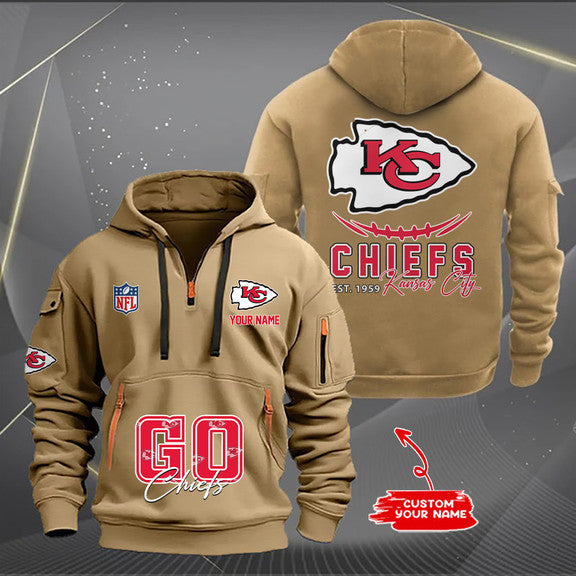 Kansas City Chiefs New Personalized Quarter Zip Hoodie Limited Edition AZBTQZH000155