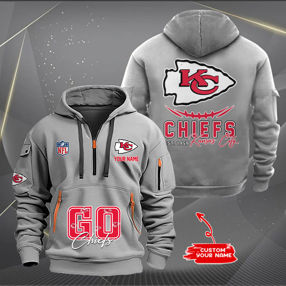 Kansas City Chiefs New Personalized Quarter Zip Hoodie Limited Edition AZBTQZH000155