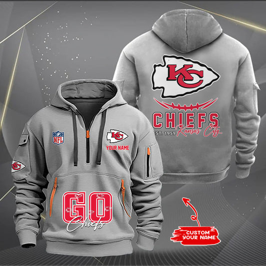 Kansas City Chiefs New Personalized Quarter Zip Hoodie Limited Edition AZBTQZH000155