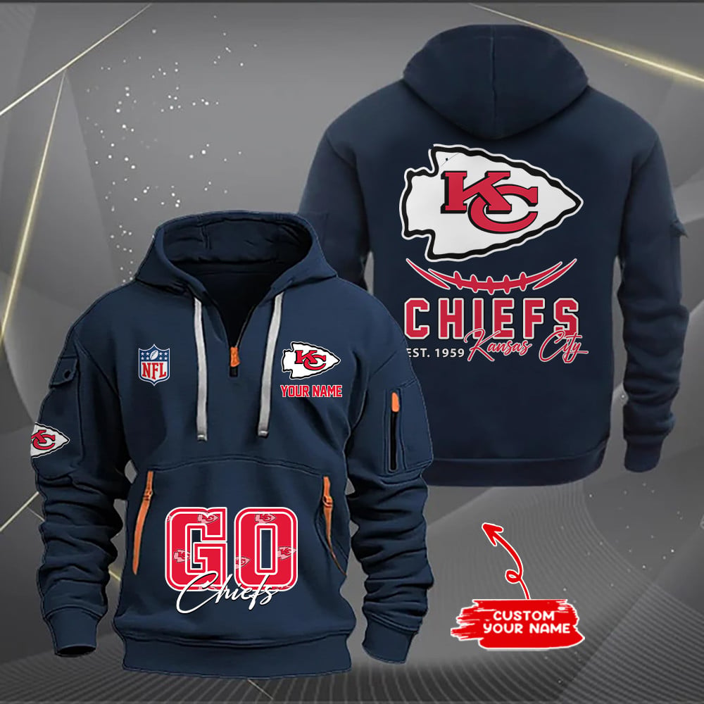 Kansas City Chiefs New Personalized Quarter Zip Hoodie Limited Edition AZBTQZH000155