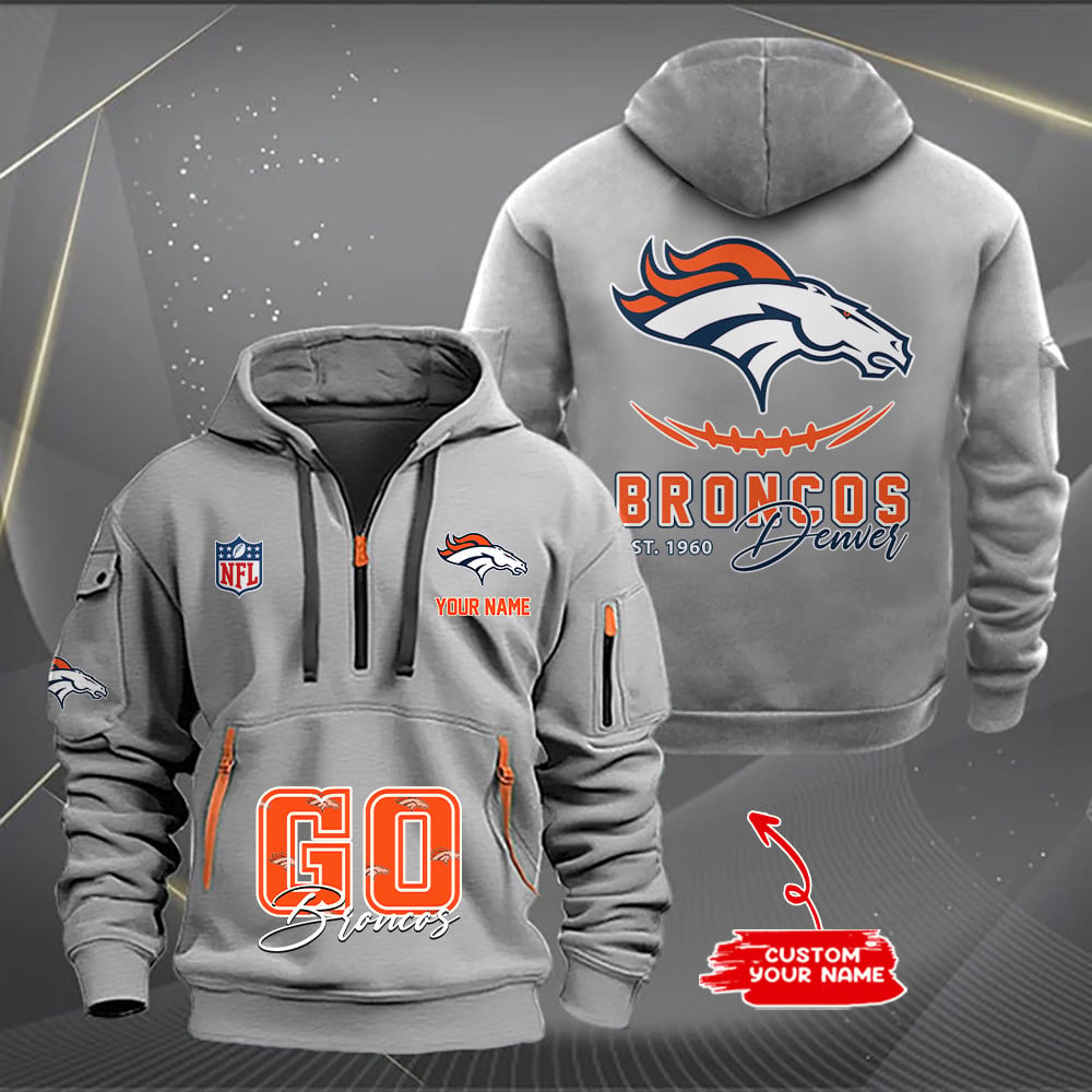 Denver Broncos  New Personalized Quarter Zip Hoodie Limited Edition AZBTQZH000154