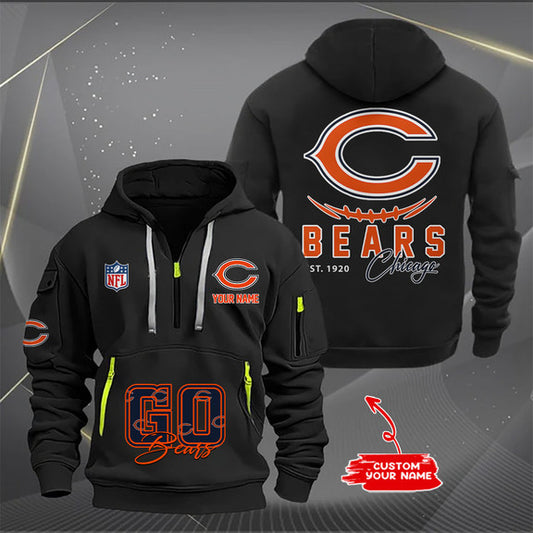 Chicago Bears  New Personalized Quarter Zip Hoodie Limited Edition AZBTQZH000152