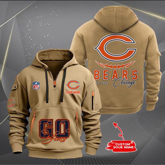 Chicago Bears  New Personalized Quarter Zip Hoodie Limited Edition AZBTQZH000152
