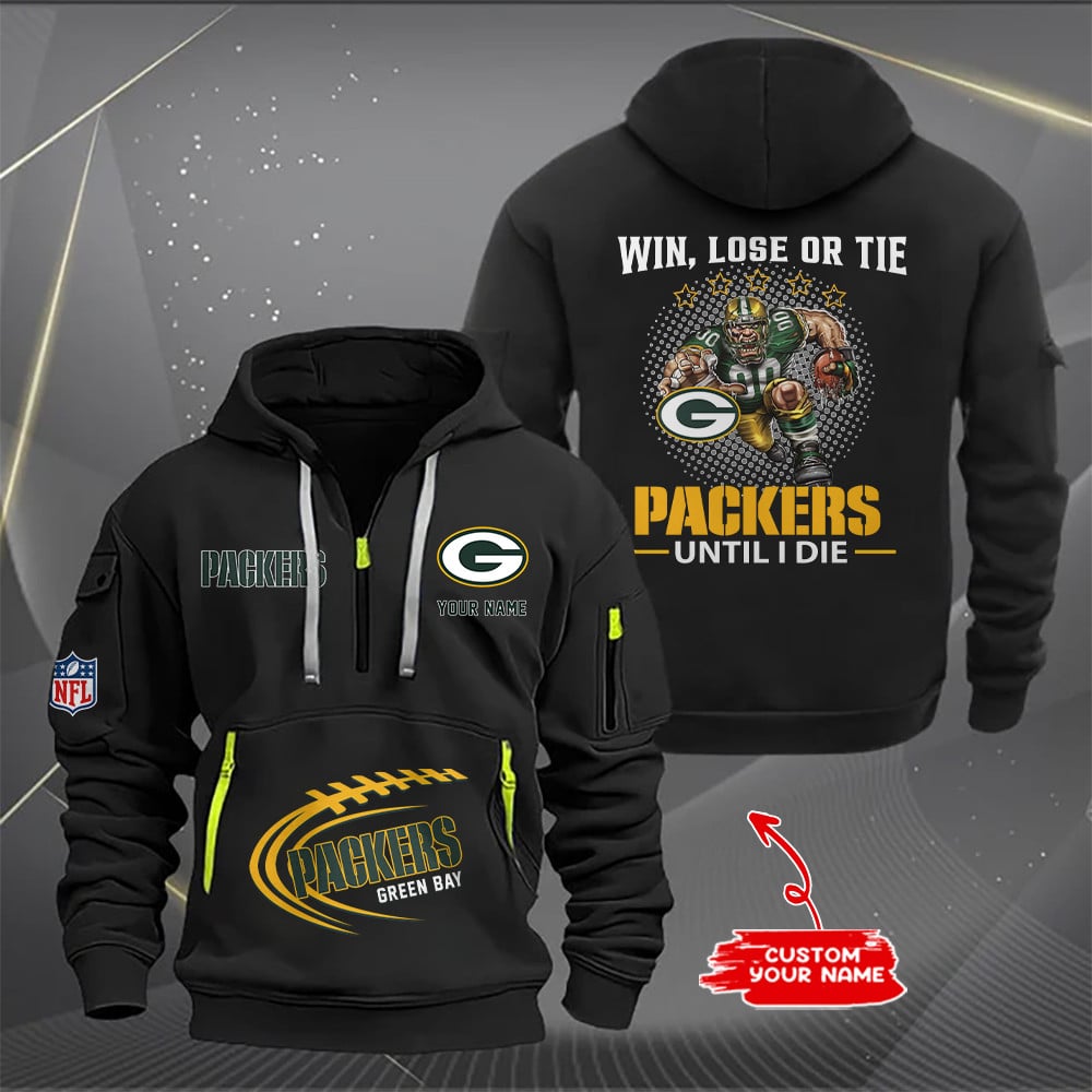 Green Bay Packers New Personalized Quarter Zip Hoodie Limited Edition AZBTQZH000175