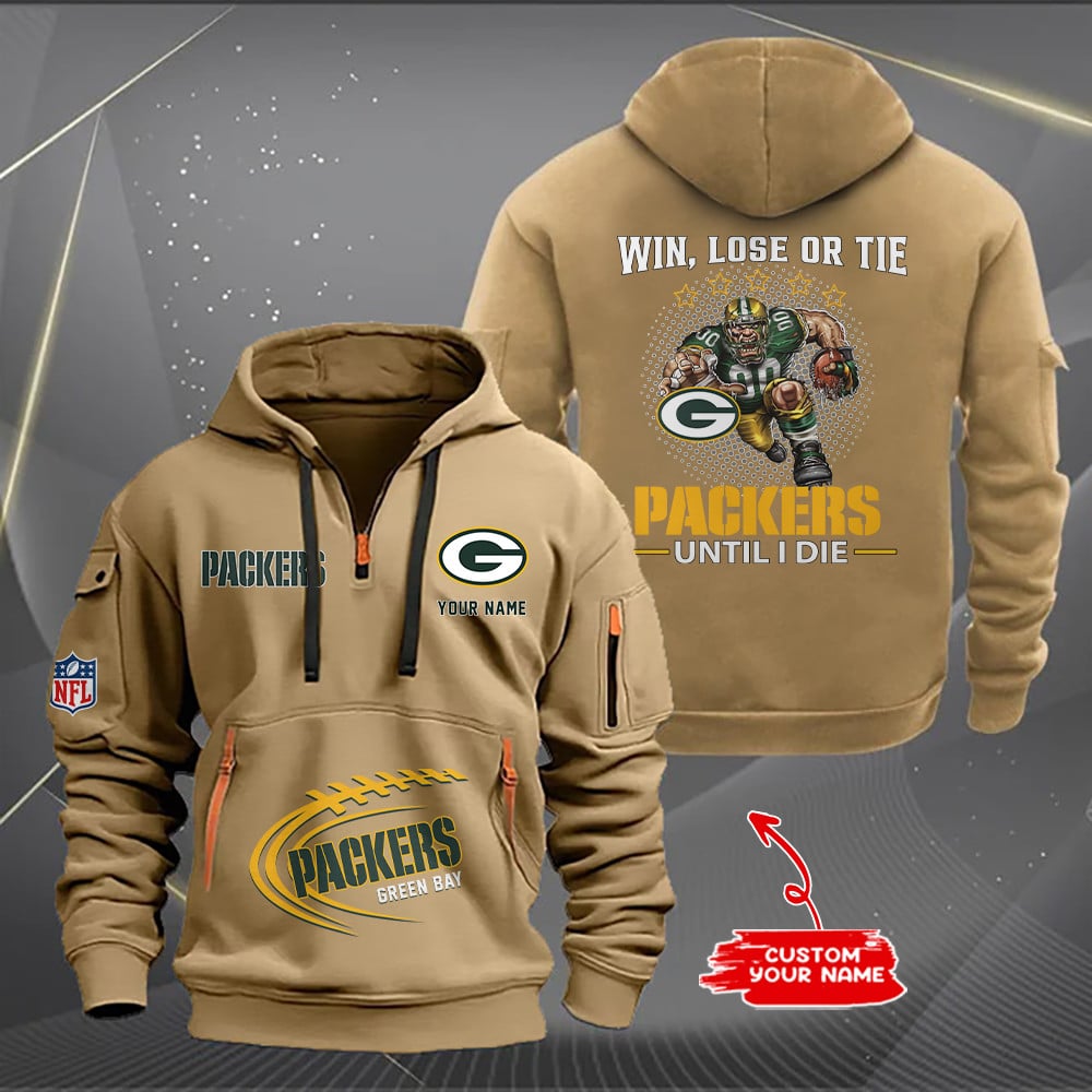 Green Bay Packers New Personalized Quarter Zip Hoodie Limited Edition AZBTQZH000175