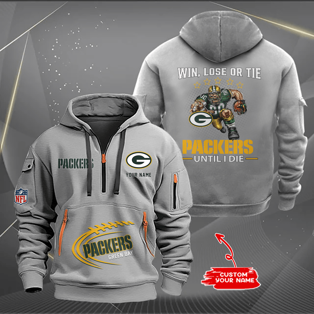 Green Bay Packers New Personalized Quarter Zip Hoodie Limited Edition AZBTQZH000175