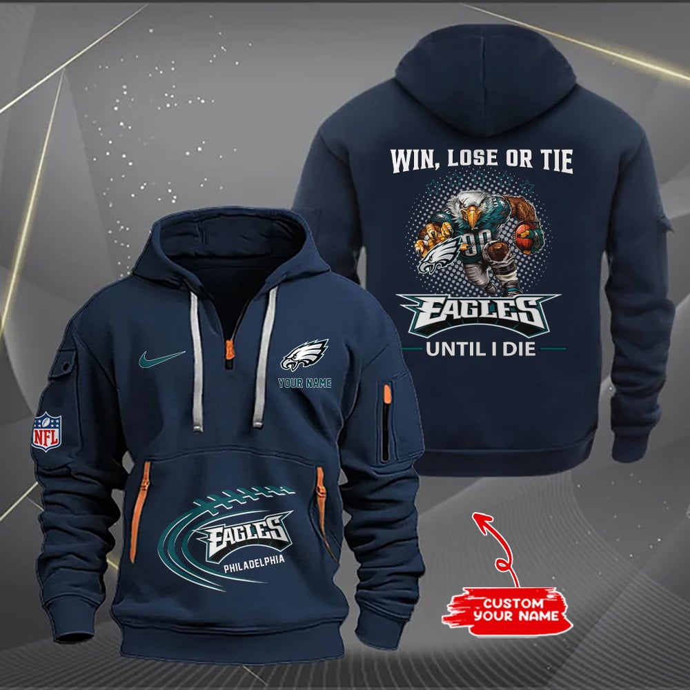 Philadelphia Eagles  New Personalized Quarter Zip Hoodie Limited Edition AZBTQZH000173