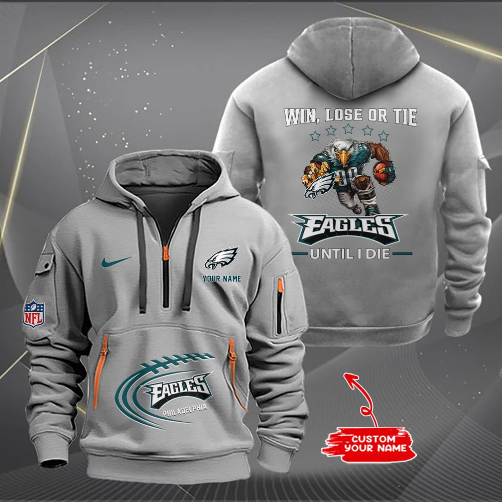 Philadelphia Eagles  New Personalized Quarter Zip Hoodie Limited Edition AZBTQZH000173