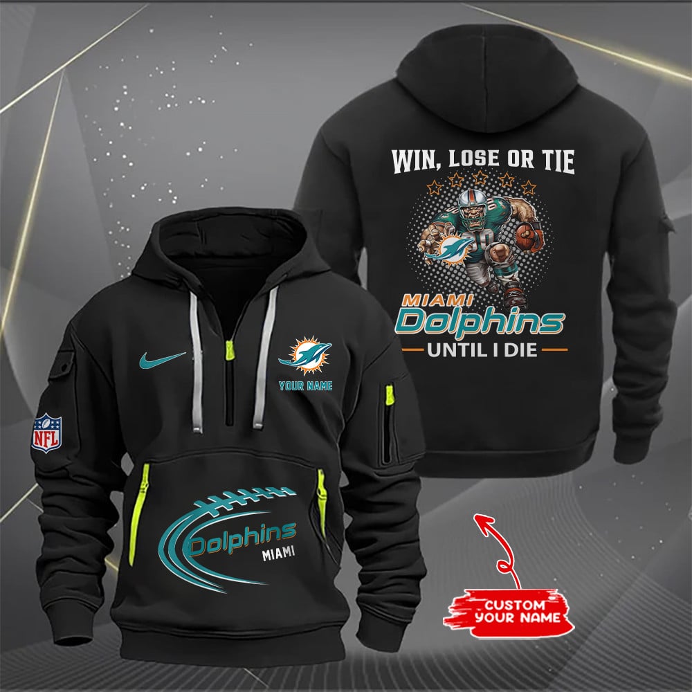 Miami Dolphins  New Personalized Quarter Zip Hoodie Limited Edition AZBTQZH000172