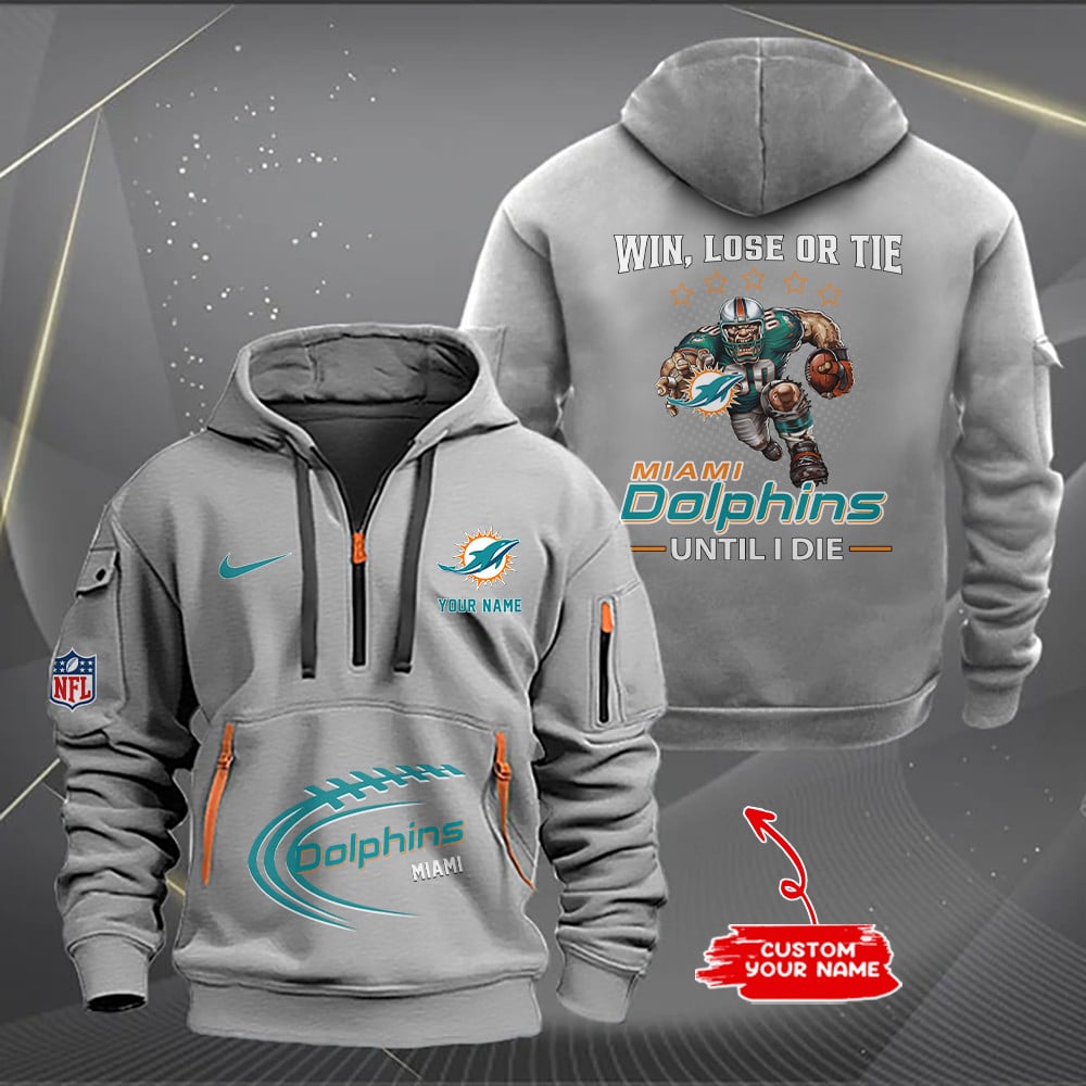 Miami Dolphins  New Personalized Quarter Zip Hoodie Limited Edition AZBTQZH000172