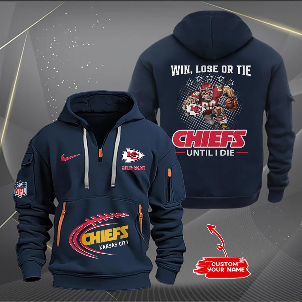 Kansas City Chiefs New Personalized Quarter Zip Hoodie Limited Edition AZBTQZH000170