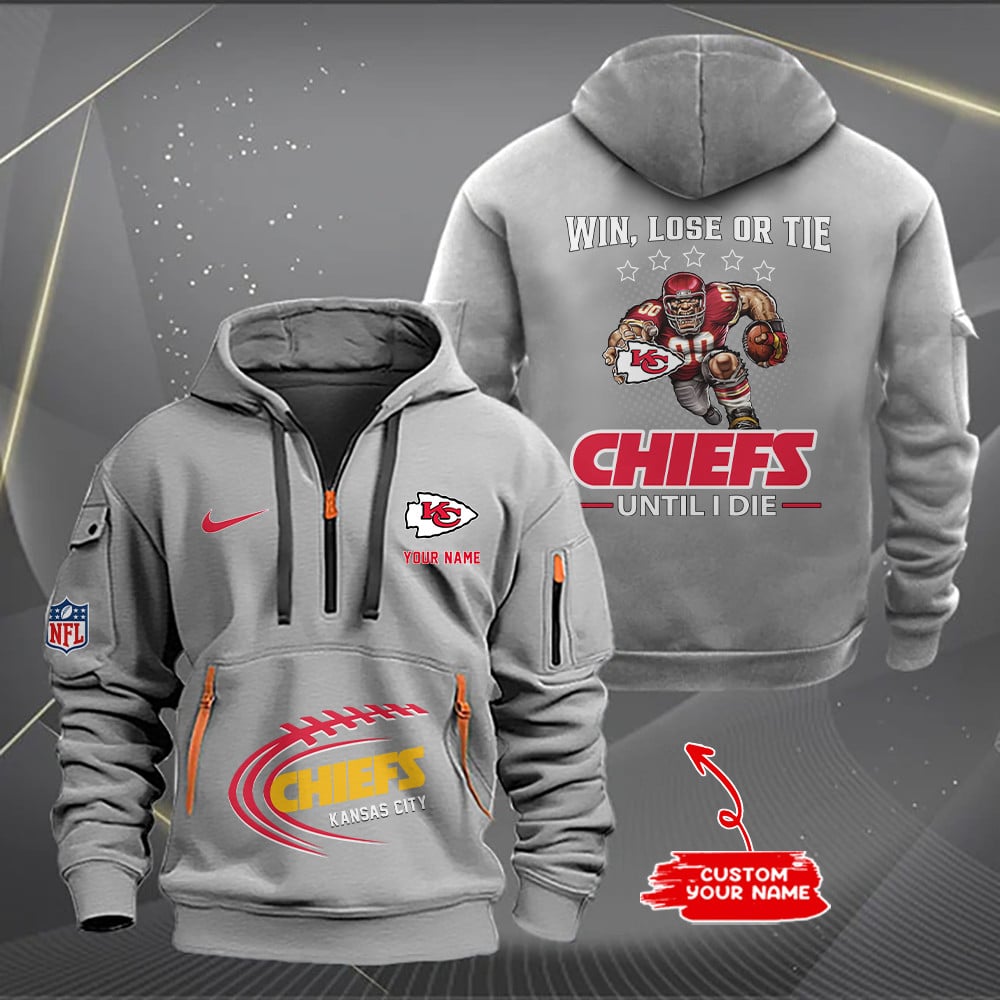 Kansas City Chiefs New Personalized Quarter Zip Hoodie Limited Edition AZBTQZH000170