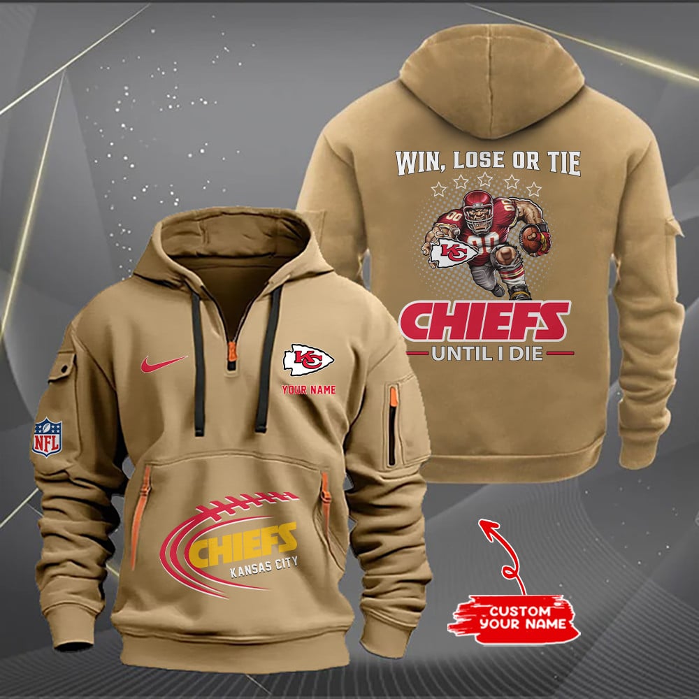 Kansas City Chiefs New Personalized Quarter Zip Hoodie Limited Edition AZBTQZH000170