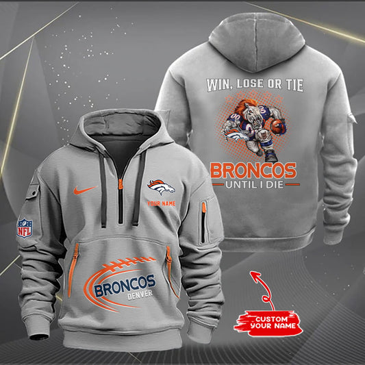 Denver Broncos  New Personalized Quarter Zip Hoodie Limited Edition AZBTQZH000169