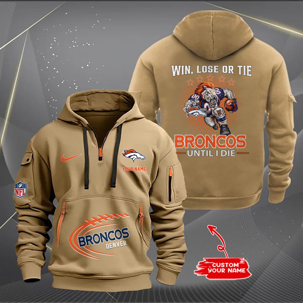 Denver Broncos  New Personalized Quarter Zip Hoodie Limited Edition AZBTQZH000169