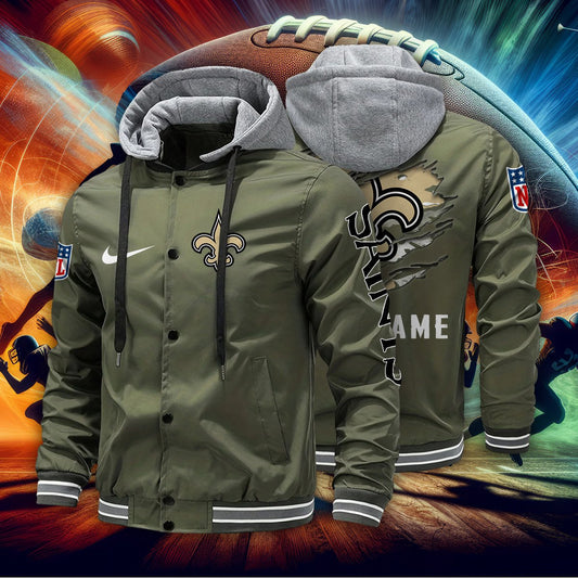 New Orleans Saints Personalized Baseball Jacket With Detachable Hood AZBTHBJK000013