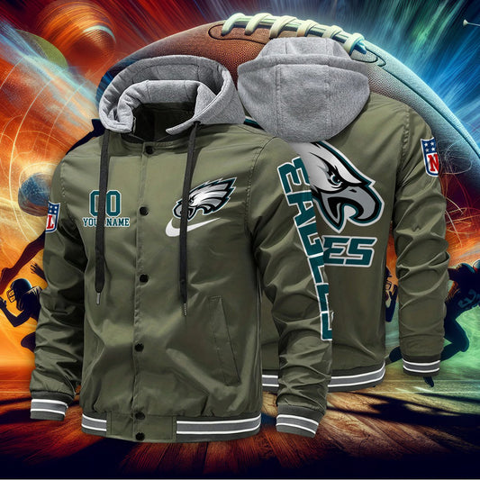 Philadelphia Eagles Personalized Baseball Jacket With Detachable Hood AZBTHBJK000043