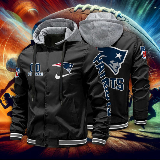 New England Patriots Personalized Baseball Jacket With Detachable Hood AZBTHBJK000040