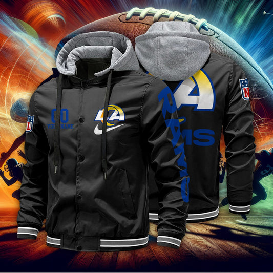 Los Angeles Rams Personalized Baseball Jacket With Detachable Hood AZBTHBJK000037