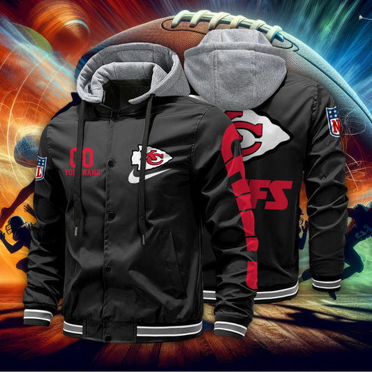 Kansas City Chiefs Personalized Baseball Jacket With Detachable Hood AZBTHBJK000034