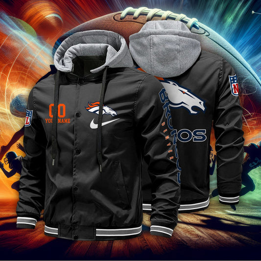 Denver Broncos Personalized Baseball Jacket With Detachable Hood AZBTHBJK000028