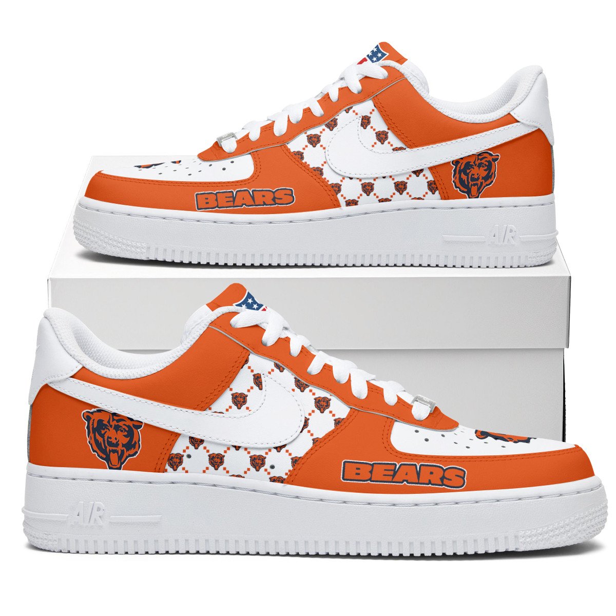 Chicago Bears Personalized AF1-1 Logo Pattern Sneakers AZBTAF1000194