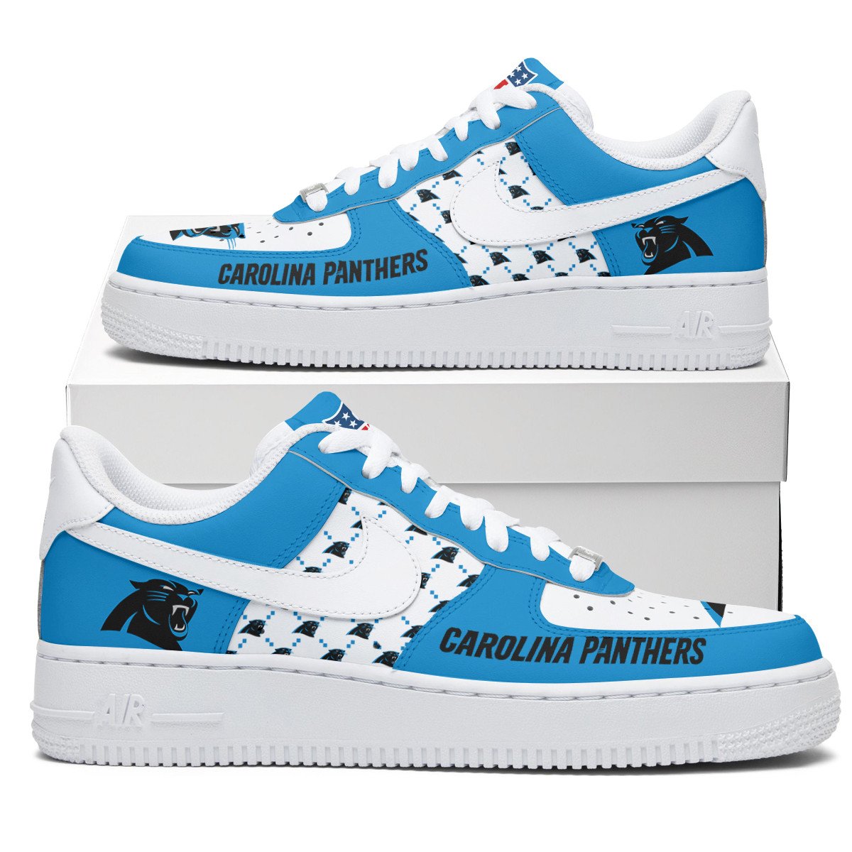 Carolina Panthers Personalized AF1-1 Logo Pattern Sneakers AZBTAF1000193
