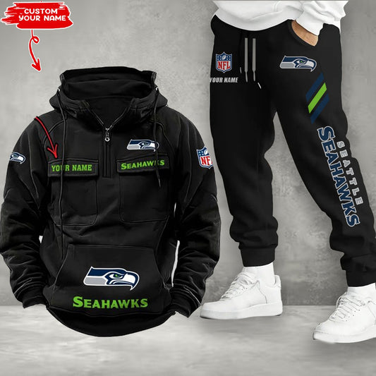 Seattle Seahawks Combo Multi-Pockets Hoodie And Pants EM57