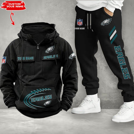 Philadelphia Eagles Combo Multi-Pockets Hoodie And Pants EM54