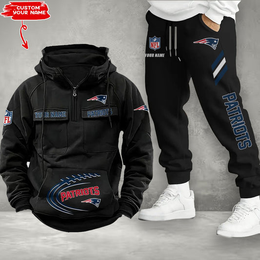 New England Patriots Combo Multi-Pockets Hoodie And Pants EM50