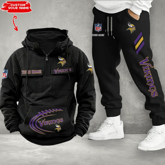 Minnesota Vikings Combo Multi-Pockets Hoodie And Pants EM49