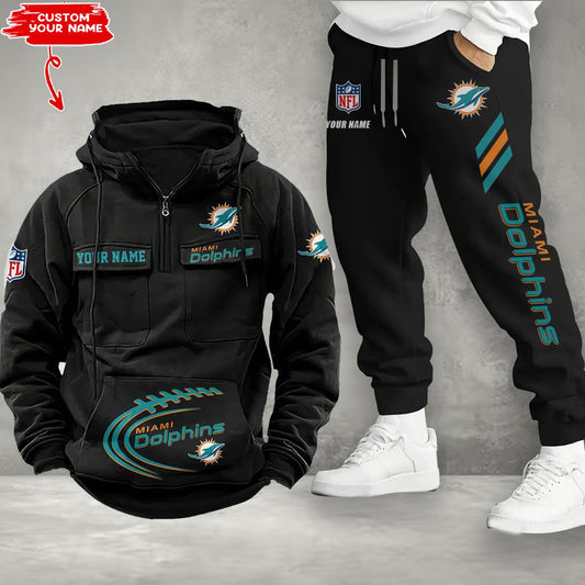 Miami Dolphins Combo Multi-Pockets Hoodie And Pants EM48
