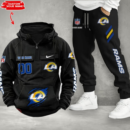 Los Angeles Rams Combo Multi-Pockets Hoodie And Pants EM47