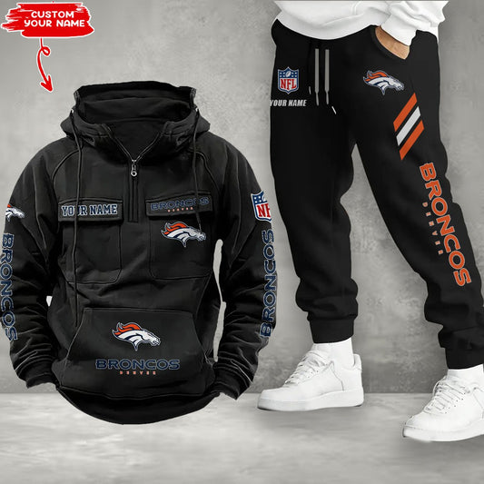 Denver Broncos Combo Multi-Pockets Hoodie And Pants EM39