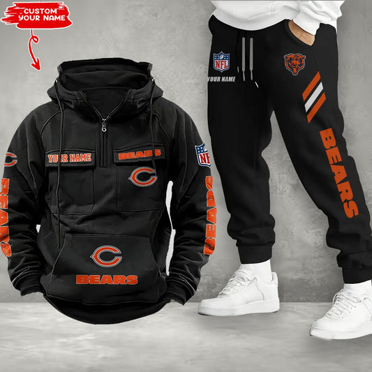 Chicago Bears Combo Multi-Pockets Hoodie And Pants EM36