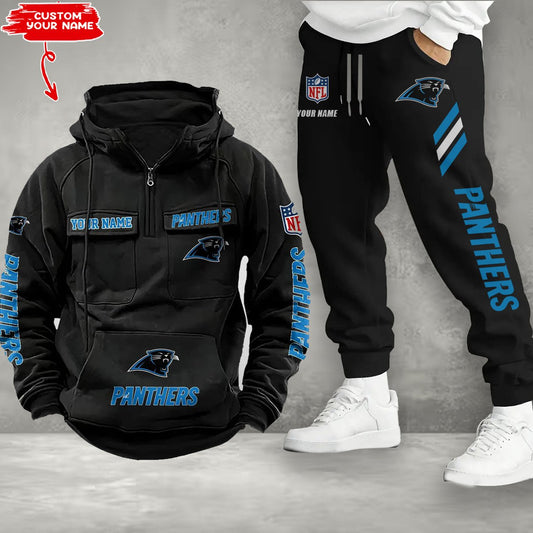 Carolina Panthers Combo Multi-Pockets Hoodie And Pants EM35