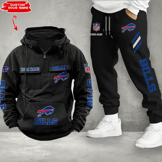 Buffalo Bills Combo Multi-Pockets Hoodie And Pants EM34