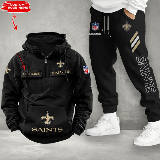 New Orleans Saints Combo Multi-Pockets Hoodie And Pants EM51