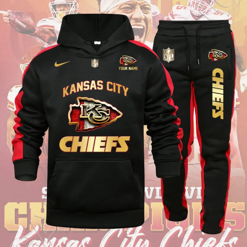Kansas City Chiefs Personalized Golden Logo Hoodie Set AZBTHS000016