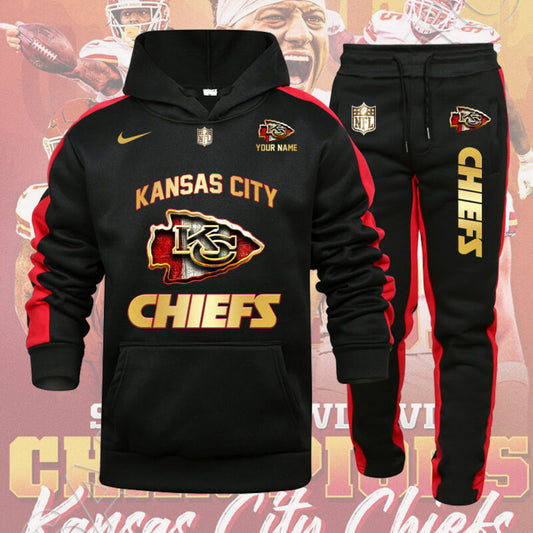 Kansas City Chiefs Personalized Golden Logo Hoodie Set AZBTHS000016