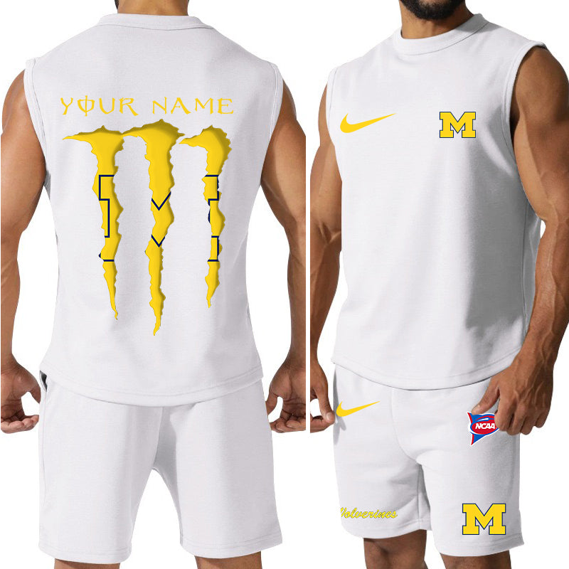 Michigan Wolverines Colorful Combo Men Jersey Tank Top and Shorts AZBTCMJTTS000065