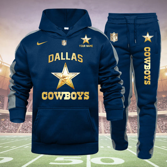 Dallas Cowboys Personalized Golden Logo Hoodie Set AZBTHS000009