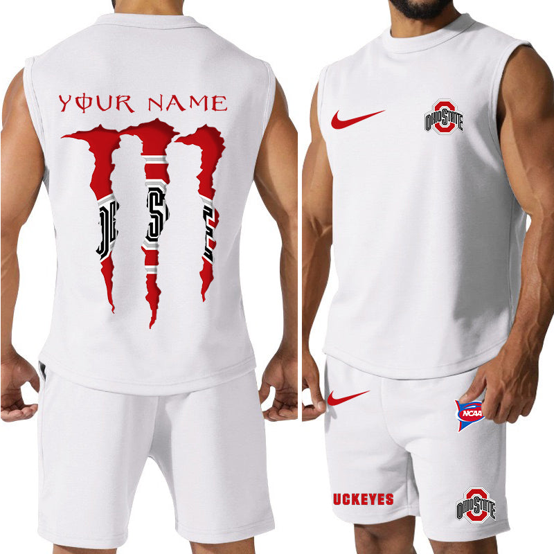 Ohio State Buckeyes Colorful Combo Men Jersey Tank Top and Shorts AZBTCMJTTS000041