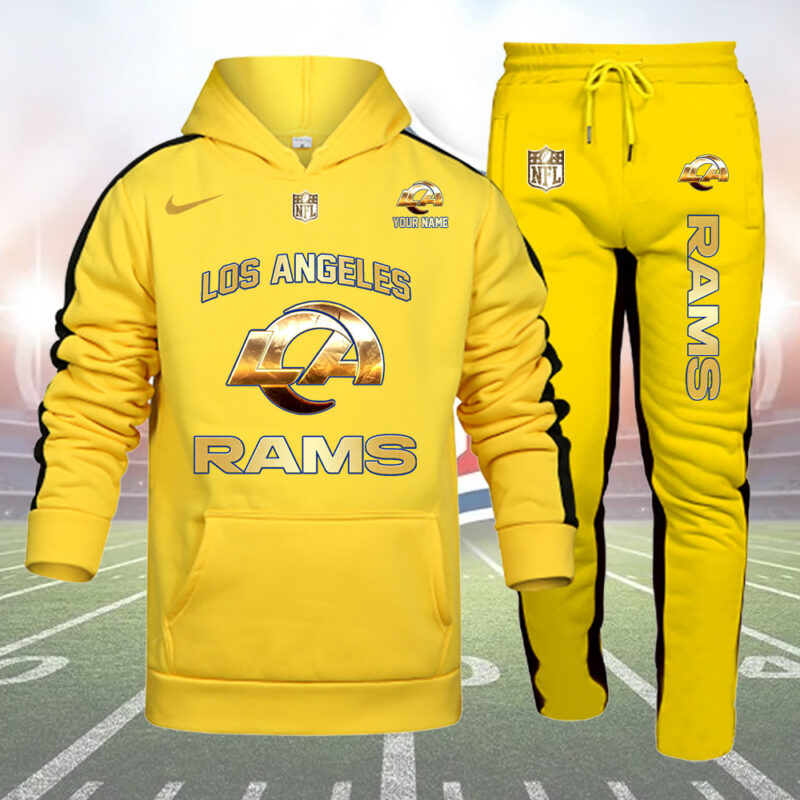 Los Angeles Rams Personalized Golden Logo Hoodie Set AZBTHS000019