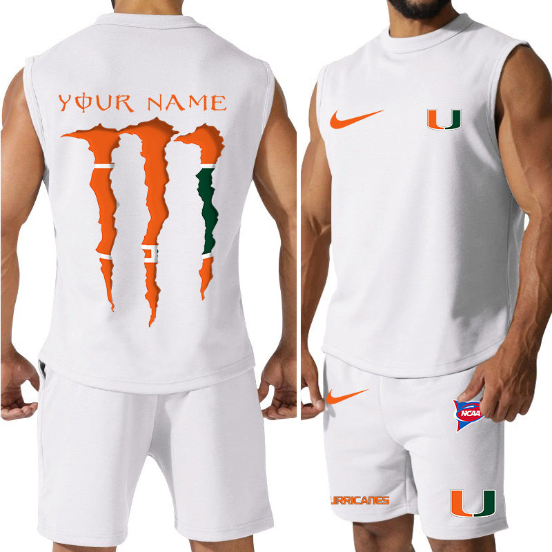 Miami Hurricanes Colorful Combo Men Jersey Tank Top and Shorts AZBTCMJTTS000035